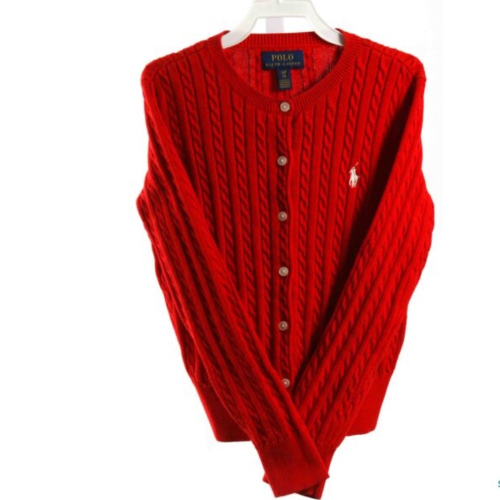 Ralph Lauren Kids Red Cable Knit Sweater
